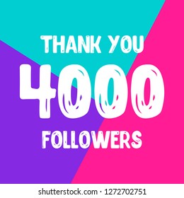 Thank you 4000 followers social network post. Vector illustration
