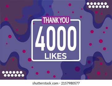 Thank you 4000 likes vector. Greeting social card thank you followers. Banner for social networks.