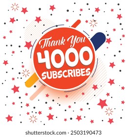 Thank you 4000 subscribers, 4K subscribers celebration modern colorful design, social media post