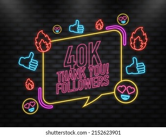 Thank you 40000 followers on yellow background. White background. Vector design. Flat design. Social media.