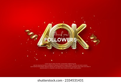 Thank you for the 40k followers with metallic gold balloons illustration.