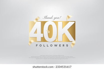 thank you 40k followers, simple design with numbers on gold paper.