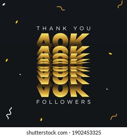 Thank you 40K or forty thousand followers. Black and gold color vector illustration.