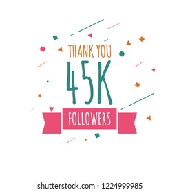 Thank you 45 k followers design template. Vector eps 10