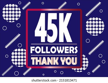 Thank you 45000 followers celebration blue and white modern design