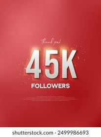 Thank you 45k followers with white numbers wrapped in shiny gold.
