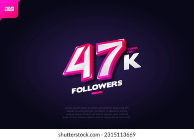 Thank you 47K Followers with Dynamic 3D Numbers on Dark Blue Background