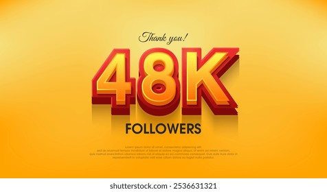 Thank you 48k followers 3d design, vector background thank you.