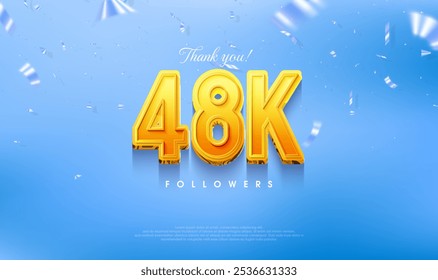 Gracias por 48k seguidores leales, diseño de saludo para publicaciones en redes sociales.