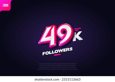 Thank you 49K Followers with Dynamic 3D Numbers on Dark Blue Background