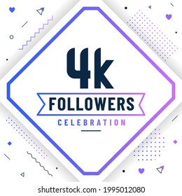 Thank you 4K followers, 4000 followers celebration modern colorful design.