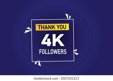 thank you 4K followers  vector illustration social media post  subscribers or followers animation design banner 
