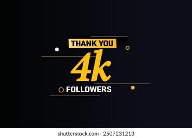 thank you 4K followers  vector illustration social media post  subscribers or followers animation design banner 
