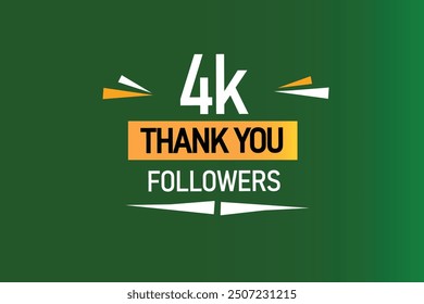 thank you 4K followers  vector illustration social media post  subscribers or followers animation design banner 
