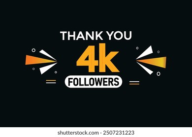 thank you 4K followers  vector illustration social media post  subscribers or followers animation design banner 
