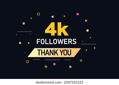 thank you 4K followers  vector illustration social media post  subscribers or followers animation design banner 
