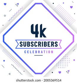 Thank you 4K subscribers, 4000 subscribers celebration modern colorful design.