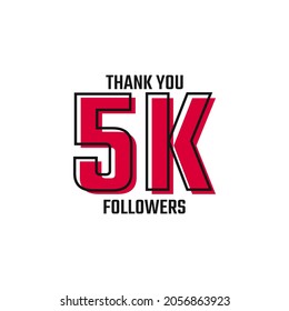 Thank You 5 K Followers Card Celebration Vector Post Social Media Template.