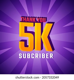 Thank You 5 K Subscribers Celebration Background Design. 5000 Subscribers Congratulation Post Social Media Template.