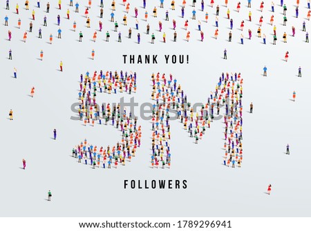 Thank you 5 million or five million followers design concept made of people crowd vector illustration.
