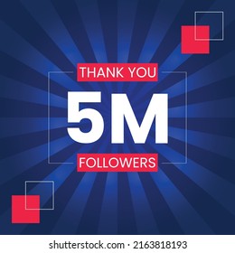 Thank you 5 Million Followers Vector Design Template