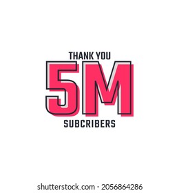 Thank You 5 N Subscribers Celebration Background Design. 5000000 Subscribers Congratulation Post Social Media Template.