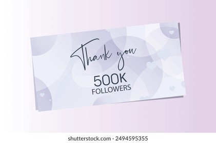 Thank you 500 followers card on white background