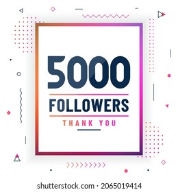 Thank you 5000 followers, 5K followers celebration modern colorful design.