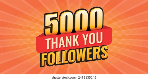 Thank you 5000 followers icon in flat style. Subscription amount vector illustration on isolated background. 5k follower sign business concept.