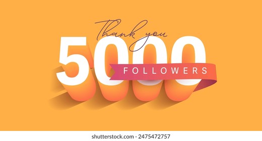 Thank you 5000 followers illustration template design