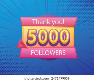 Thank you for 5000 followers online social banner happy celebration