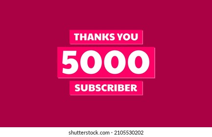 Thank you 5000 followers, red violet Greeting card template for social media.
