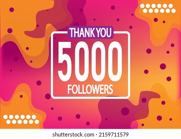 Thank you 5000 followers vector. Greeting social card thank you followers. Banner for social networks.