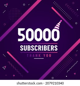 Thank you 50000 subscribers, 50K subscribers celebration modern colorful design.