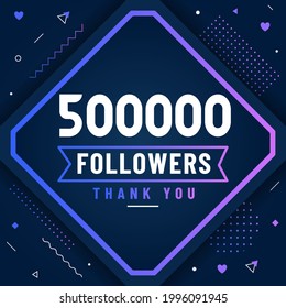 Thank you 500000 followers, 500K followers celebration modern colorful design.