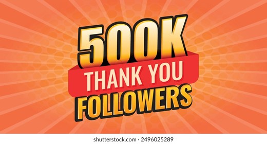 Thank you 500000 followers icon in flat style. Subscription amount vector illustration on isolated background. 500k follower sign business concept.