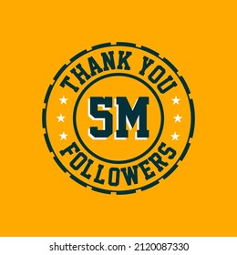 Thank you 5000000 Followers celebration, Greeting card for 5m social followers.