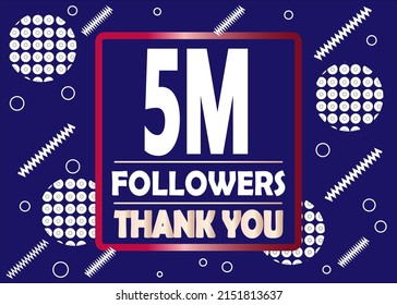 Thank you 5000000 followers celebration blue and white modern design