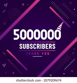 Thank you 5000000 subscribers, 5M subscribers celebration modern colorful design.