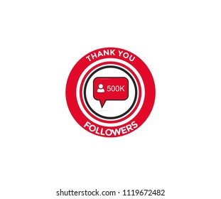 Thank you 500K Followers vector design template for social network app