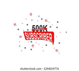 Thank you 500K Subscriber Red Banner Design Vector Sign