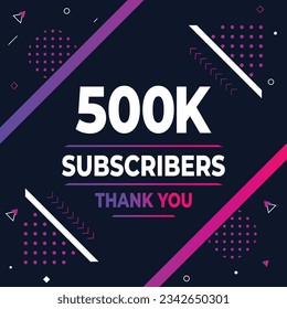Thank you 500k subscribers or followers. web social media modern post design