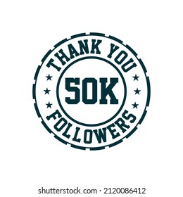 Thank you 50k Followers celebration, Greeting card for 50000 social followers.