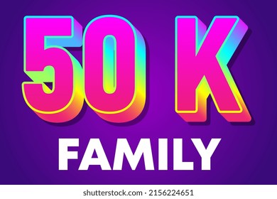 Thank You 50K Followers Celebration, Greeting Card For 50000 Social Media Family