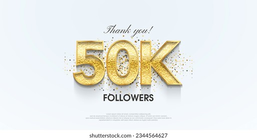 Thank you 50k followers, celebration for the social media post poster banner. Premium vector background for achievement celebration design.