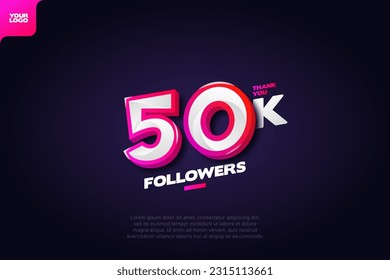 Thank you 50K Followers with Dynamic 3D Numbers on Dark Blue Background