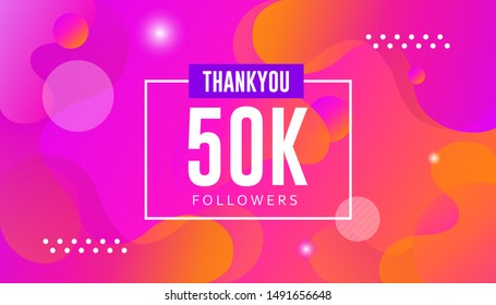 Thank you 50k followers vector. Greeting social card thank you followers. illustration design for Social Networks.