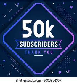 Gracias suscriptores de 50K, 50000 suscriptores celebran diseño colorido moderno.