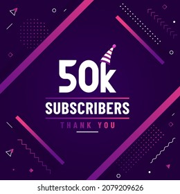 Thank you 50K subscribers, 50000 subscribers celebration modern colorful design.