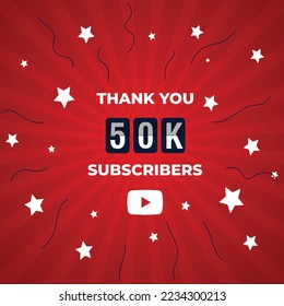 Thank you 50K subscribers, A celebration modern colorful design for your channels or social networks.